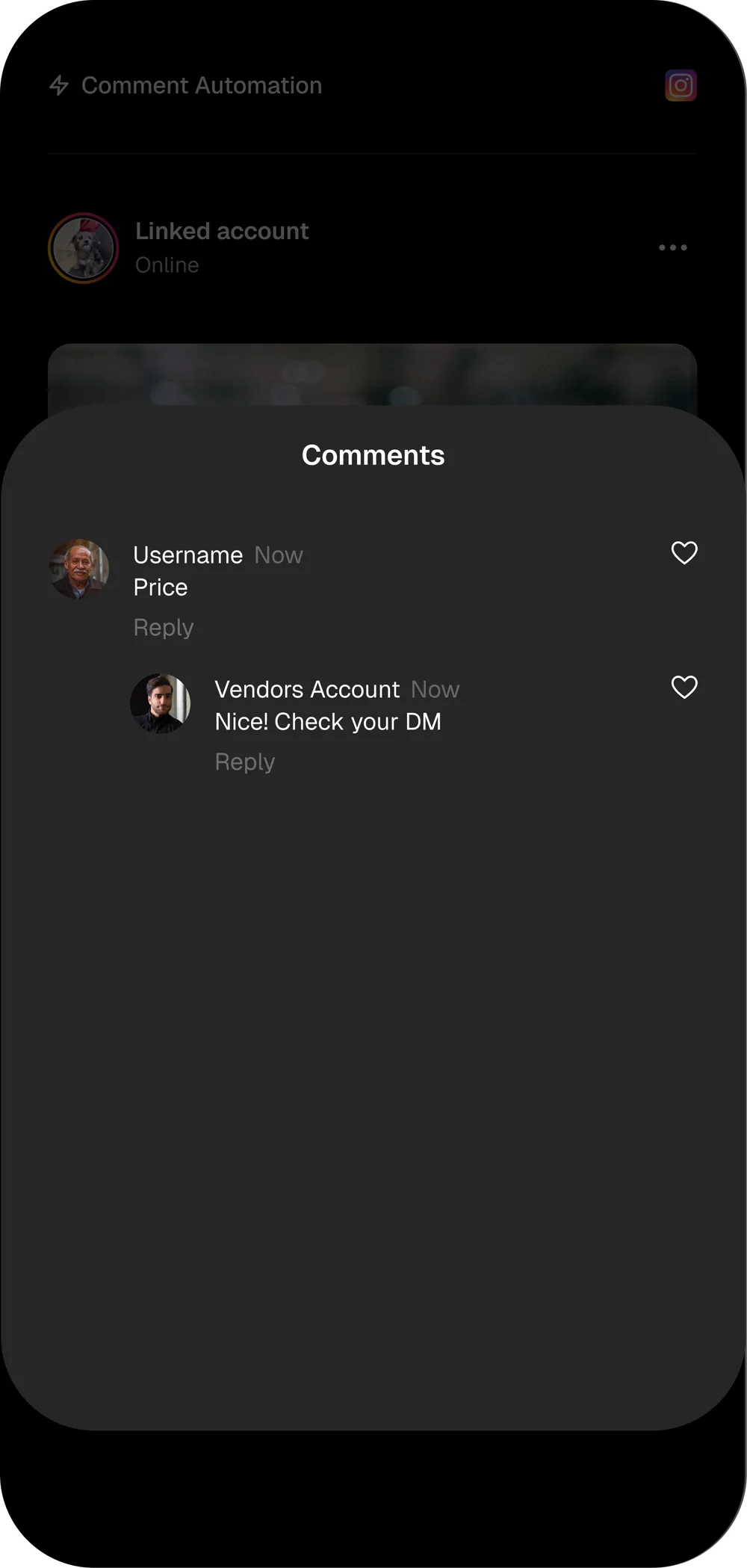 Instagram comment automation preview