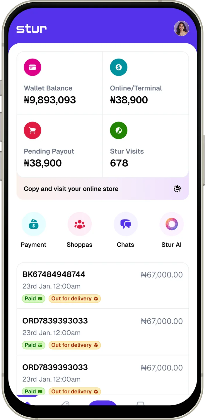 Stur mobile app preview